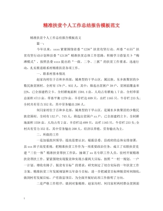 工作总结-精准扶贫个人工作总结报告模板范文 