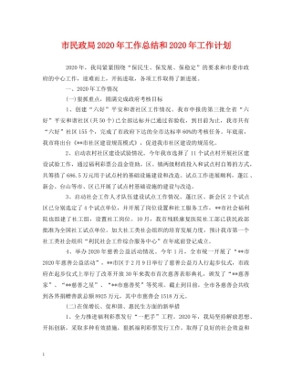 工作总结-市民政局2020年工作总结和2020年工作计划 