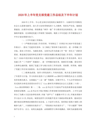 工作总结-2020年上半年党支部党建工作总结及下半年计划 