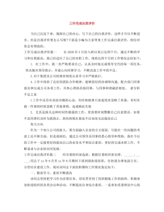 工作完成自我评价 