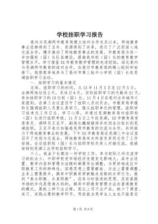 学校挂职学习报告