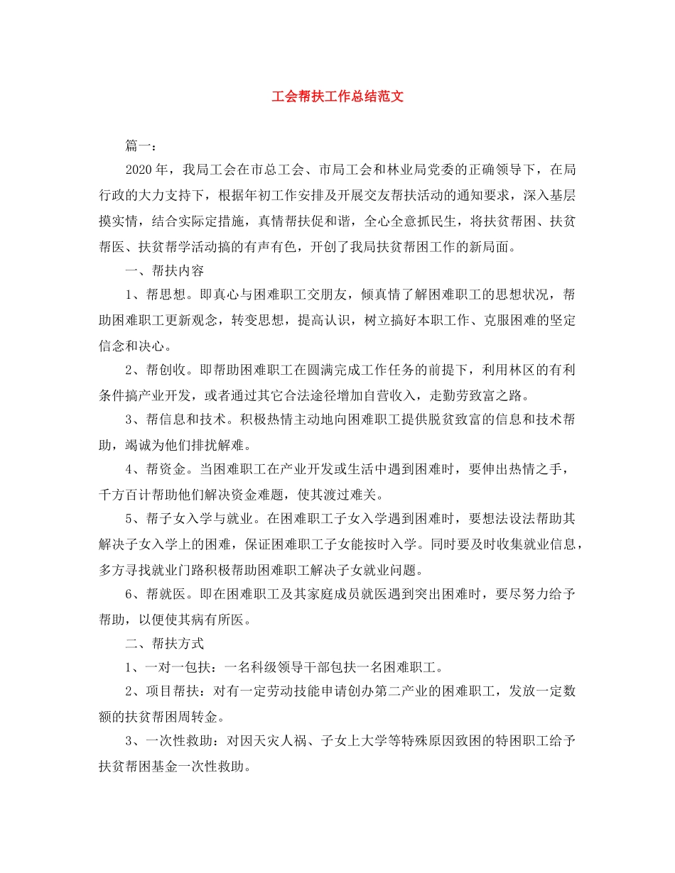 工会帮扶工作总结范文 _第1页