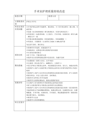 手术室护理质控记录