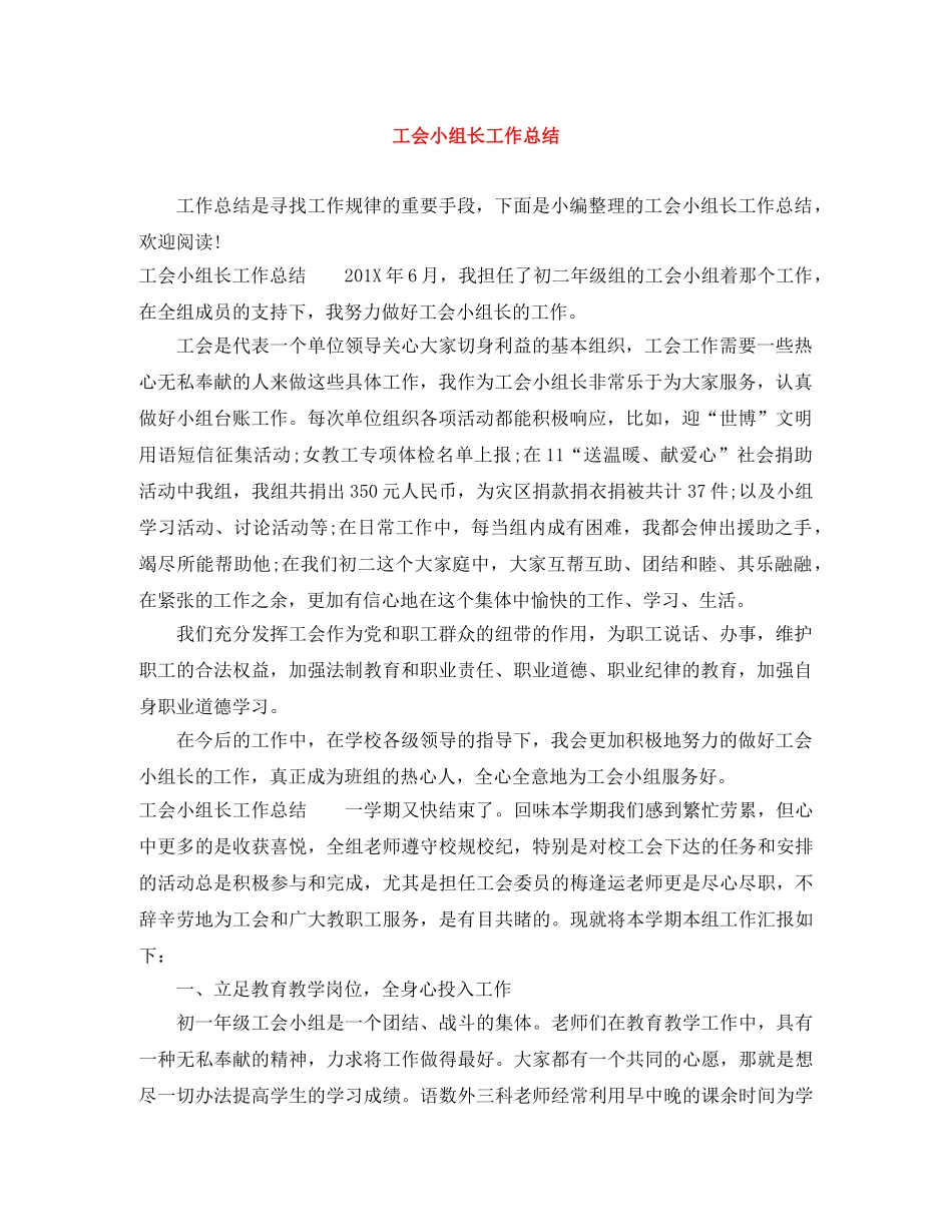 工会小组长工作总结 _第1页