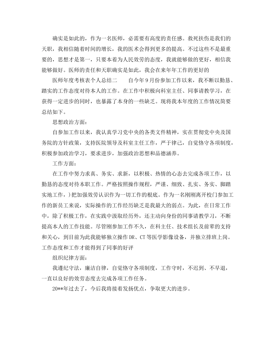 2021年度工作参考总结医师年度考核表个人参考总结_第2页