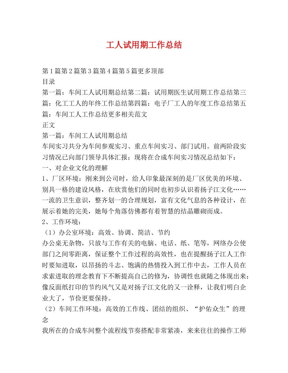 工人试用期工作总结 _第1页
