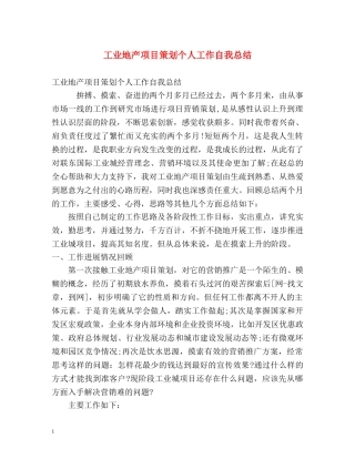 工业地产项目策划个人工作自我总结 