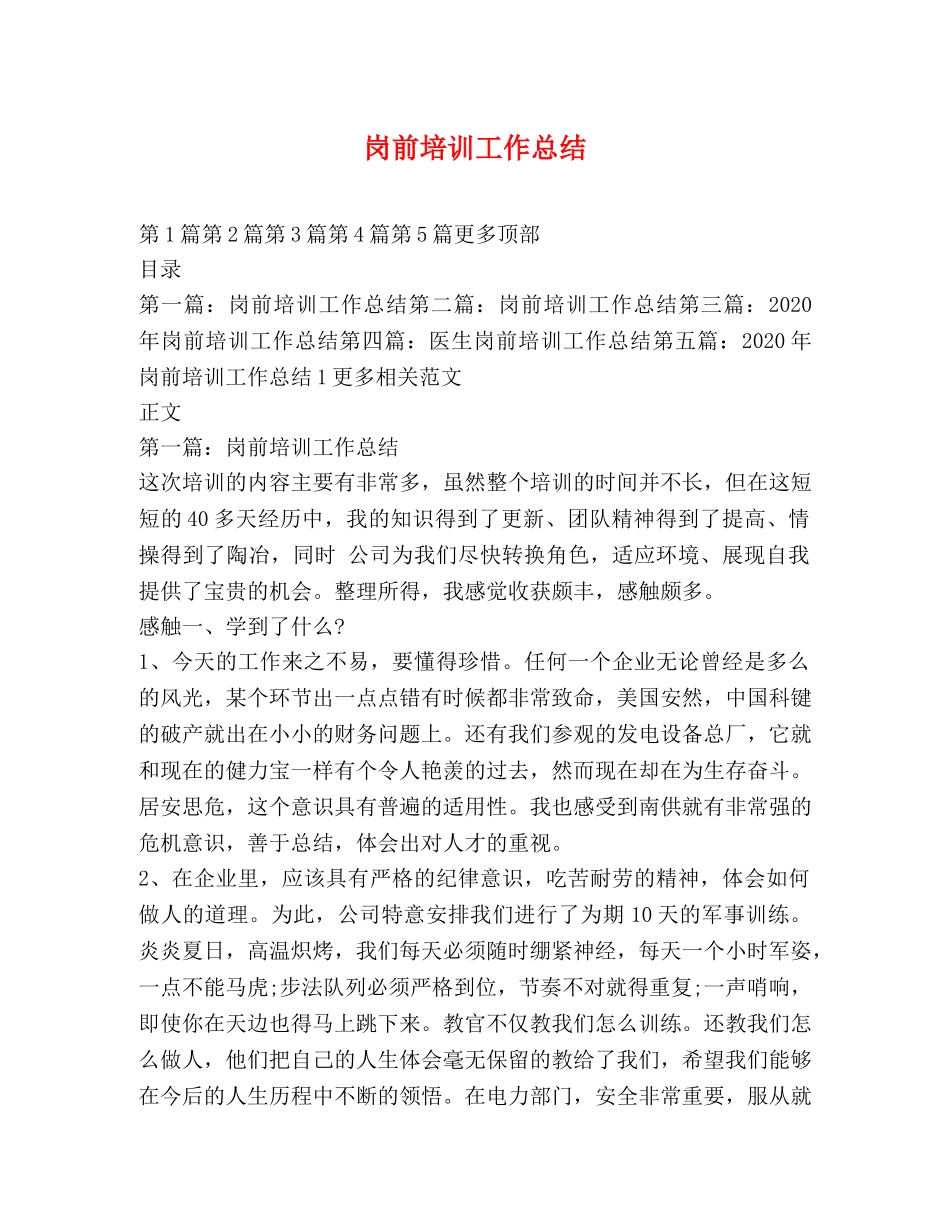 岗前培训工作总结 _第1页