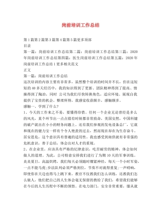 岗前培训工作总结 