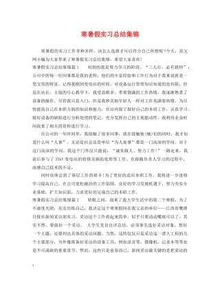 寒暑假实习总结集锦 