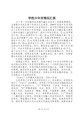 学校少年宫情况汇报