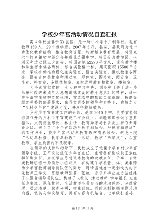 学校少年宫活动情况自查汇报