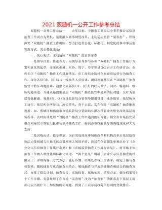 双随机一公开工作参考总结