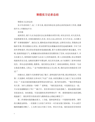 寒假实习记者总结 