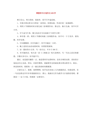 寒假学习计划作文450字 