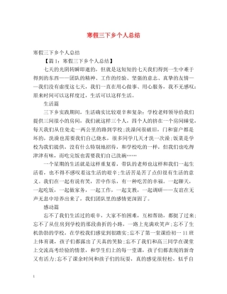寒假三下乡个人总结 
