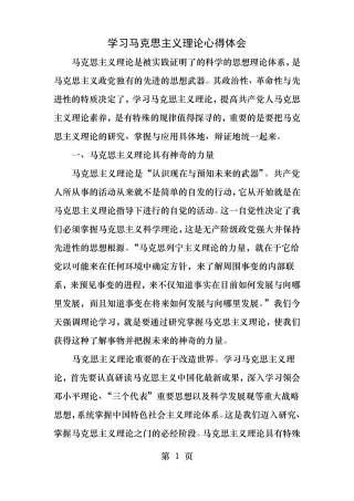 学习马克思主义理论心得体会