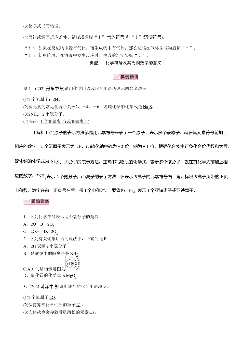 中考化学专题突破1化学用语_第2页