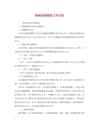 基础设施建设工作总结 