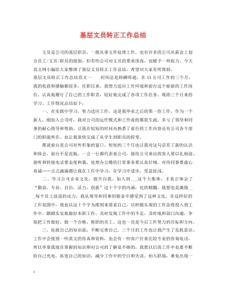基层文员转正工作总结 
