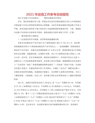 2021年巡视工作参考总结报告