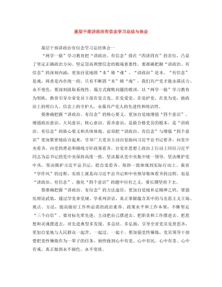 基层干部讲政治有信念学习总结与体会 