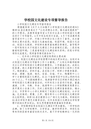 学校园文化建设专项督导报告