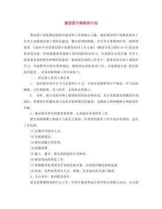 基层团干部培训计划 