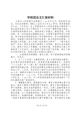 学校团总支汇报材料