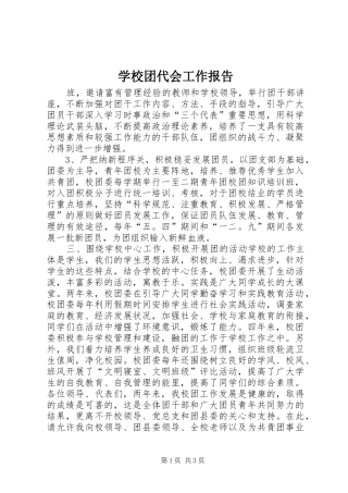 学校团代会工作报告