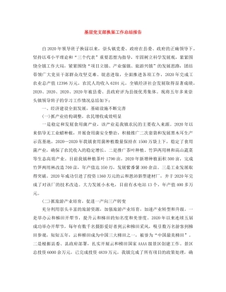 基层党支部换届工作总结报告 