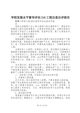 学校发展水平督导评估316工程自查自评报告