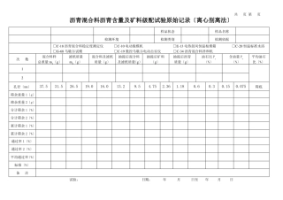 沥青混合料配合比原始记录
