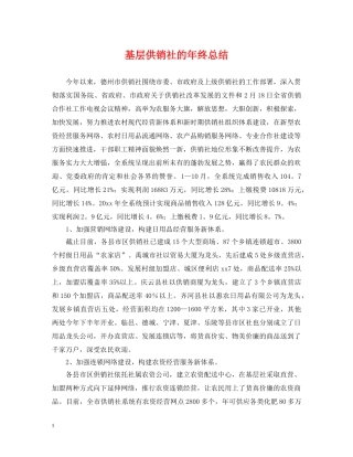 基层供销社的年终总结 
