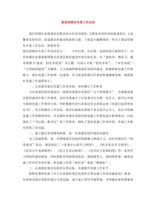 基层供销社年度工作总结 