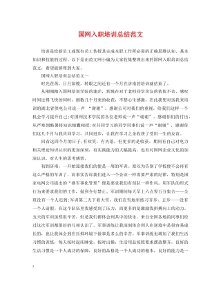 国网入职培训总结范文 