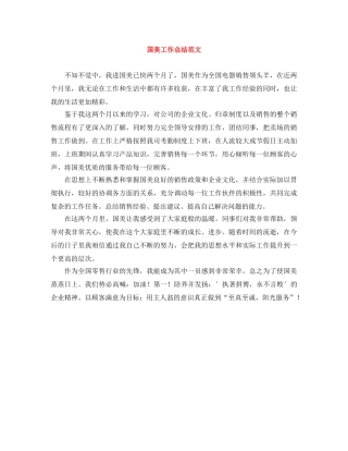 国美工作总结范文 