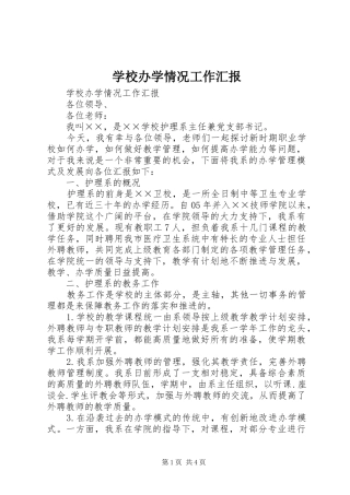 学校办学情况工作汇报