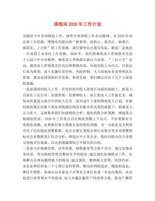 国税局2020年工作计划(1) 
