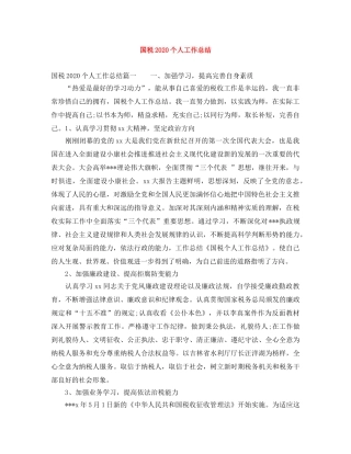 国税2020个人工作总结 