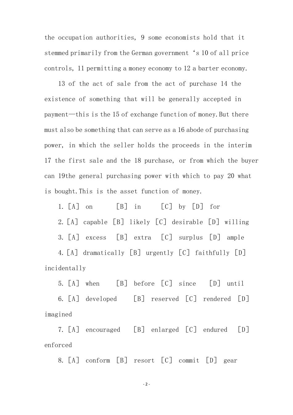考研英语模拟试题_第2页
