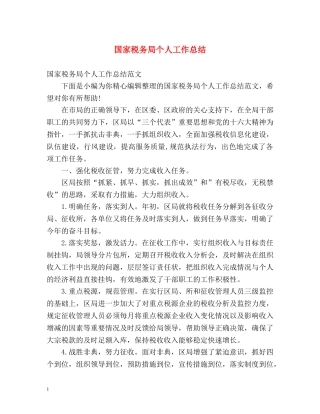 国家税务局个人工作总结 