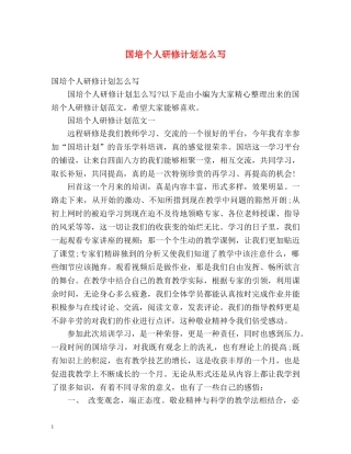 国培个人研修计划怎么写 