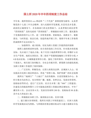国土所2020年半年四项制度工作总结 