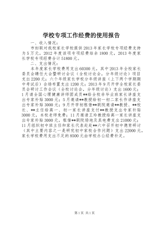 学校专项工作经费的使用报告