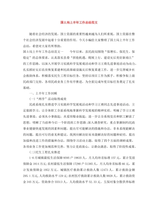 国土局上半年工作总结范文 