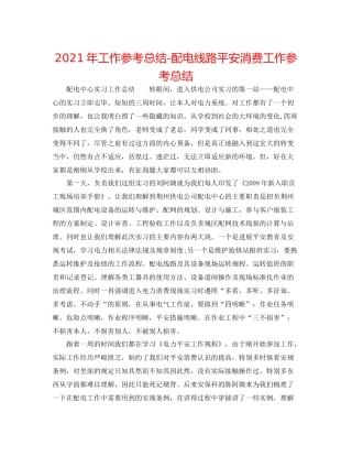 2021年工作参考总结配电线路安全生产工作参考总结