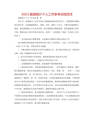 能源统计个人工作参考总结范本