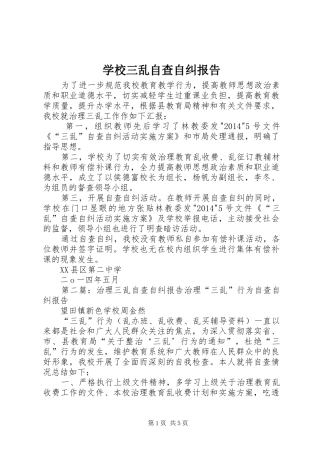 学校三乱自查自纠报告