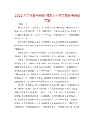 2021年工作参考总结导游上半年工作参考总结范文